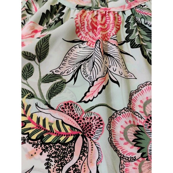 Chenault Women's Floral Light Blue Sleeveless Halter Blouse, Size Petite M - Picture 3 of 9